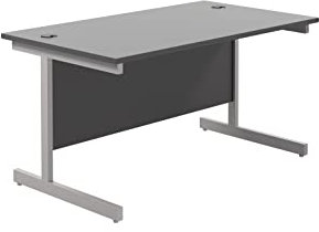 Office Hippo Heavy Duty Rectangular Cantilever Office Desk, Black Top/Silver Frame, 120 x 80 cm