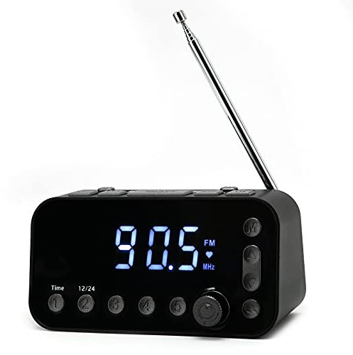 PUSOKEI Digital Alarm Clock Radio for Bedroom,FM DAB Radio Clock with Dual USB Emergency Charging Port,Sleep Timer,Dual Alarm Clocks,Independent Alert Button