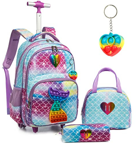 Meetbelify Multifunktionaler Spielzeugfischschwanz Trolley Rucksack Mädchen Schulrucksack Mädchen