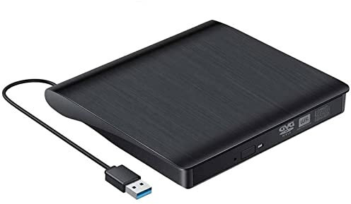 Supernic External CD DVD Drive USB 3.0 Portable DVD/CD +/-RW Burner Player External Slim Drive For Laptop Desktop Pc Windows Black