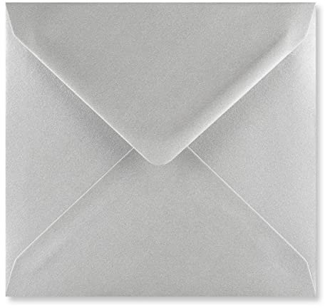 Quadratische Briefumschläge, 155 mm x 155 mm, für Grußkarten, Hochzeitseinladungen, Basteln, farbige Umschläge, 12 Stück (Perlsilber)