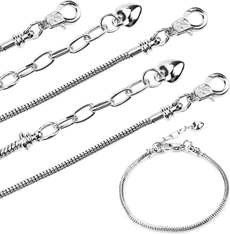 Abeillo 6 Stück Edelstahl Schmuck Halskette, Einstellbar Armband, DIY Anhänger Charms Armband Kette mit Karabinerverschluss Schmuckherstellung Zubehör (20-25cm)