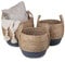 Eden & Willow Natural Straw Woven Plant Storage Basket, Home Organisation Hamper Basket with Handles (Grey, Set of 3)