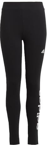 adidas Bambina Essentials Linear Logo Cotton Tights, Black / White, 14-15 Years
