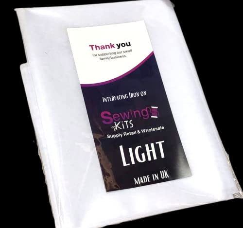 Interfacing Fabric Non-Woven Light Weight Fusible Iron On Interfacing Fabric 75cm Wide White Light (3 Meters)