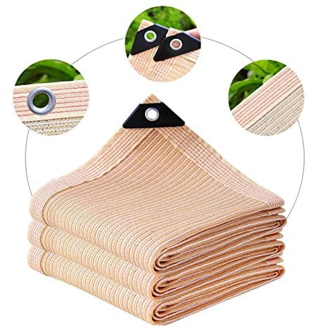 Schattennetz Garten Beige 90% Schattiernetz Wasserdicht Sonnensegel Schattentuch Für Terrasse 2x3m 2x5m 3x8m 4x4m 5x5m Schattierungsnetz Mit Ösen Reißfest Atmungsaktiv Winddicht Für Strand Carport ( S