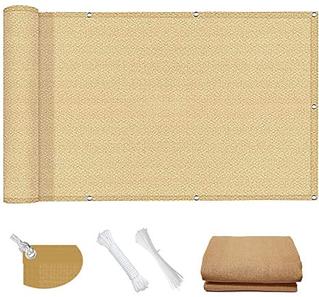 Voile d'ombrage Filet D'Ombrage 3.5 x 8.5 m Respirante Anti 95% UV Contre Voile D'ombrage Toile D Ombrage avec Le Kit de Fixation pour Extérieur/Terrasse/Jardin, Kaki