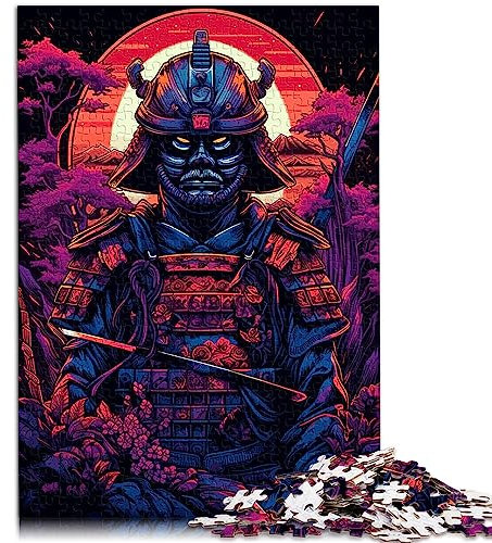 Puzzles für Samurai Synth Wave Puzzle 1000 Teile für Erwachsene Holzpuzzle für Erwachsene und Kinder ab 12 Jahren Anspruchsvolles Spiel 29,5 x 19,7/75 * 50cm.