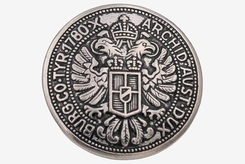 Botones de metal plateado con diseño de águila, estilo tradicional, Trachtenjacke, Dirndl, fabricados en Alemania (6 unidades) (18 mm)