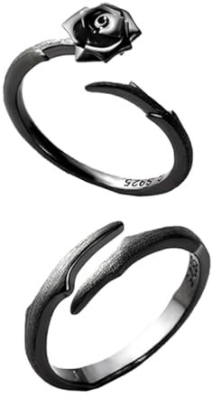 AOKWAWALIY 2 Stück Dornen Rosenring Verstellbare Silberringe Modische Ringe Für Damen Rosenringe Für Damen Einfache Verstellbare Ringe Damenringe Antike Ringe Midi Ring Mittelgroße