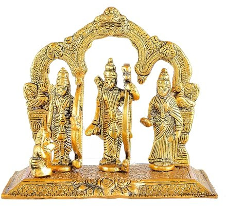 INDACORIFY Lord Ram Darbar Idol Metal Showpiece Hindu Religious Idols Ram Sita Laxman Hanuman Murti Puja Temple Use Decorative Item Gift Showpiece Gifts