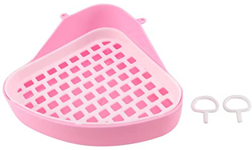 KJKVIVH Toilet Litter Tray,Small Animal Toilet Corner Potty, Pet Litter Trays Corner for, (Pink)