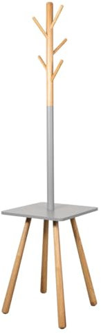 Terra Home Garderobenständer Dala,Kleiderständer, Standgarderobe mit 5 Kleiderhaken für Jacken, Mützen 169x40x40 mit Ablage (eckig, Grau)