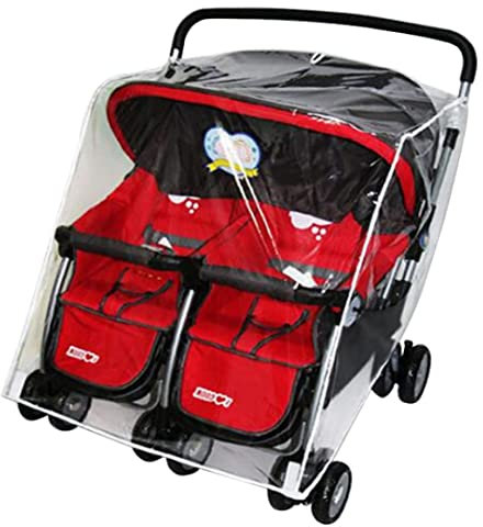 Pupping Regen Abdeckung, Kinderwagenregenabdeckung, Doppelwagen Regenschutz Kinderwagen Deckung Winter und Regen nebeneinander Baby Kinderwagen Abdeckung Moskitonetz für Kinderwagen Zubehör