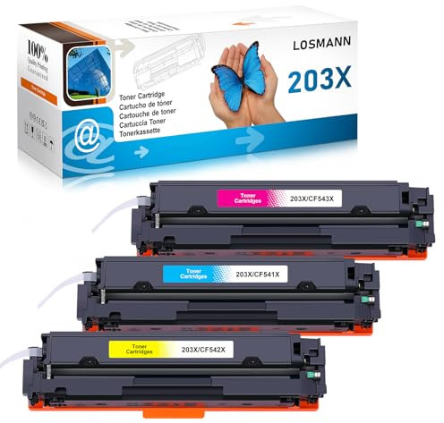 LOSMANN 203X Toner Kompatibel für HP 203X 203A CF541X CF542X CF543X für HP Color Laserjet Pro MFP M281fdw M281fdn M281cdw M280nw M254dw M254nw M254dn (Cyan Gelb Magenta, 3er-Pack)