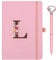Personalisiertes A5 Notizbuch mit Initialen, PU Leder Journal mit Stift, Stifteschlaufe, 200Seiten, Tagebuch für Erwachsene Freundin Mädchen Frauen Geburtstag Abschluss Geschenk Muttertagsgeschenk(L)