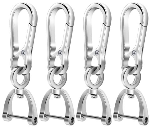 4 Stück Karabinerhaken Schlüsselanhänger Mit Karabiner Schlüsselkarabinahaken Abnehmbare Metall Schlüssel Schlüsselring Verschluss Karabinerhaken Mit Drehgelenk Für Herren Damen (Silber)