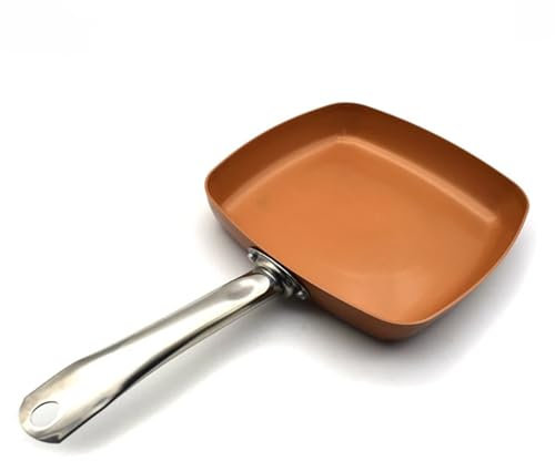 UXIYI Non-Stick Copper Square Frying Pan Skillet with Ceramic Coating Oven Dishwasher Safe 4 Liter Cooking Pots And Pans Set