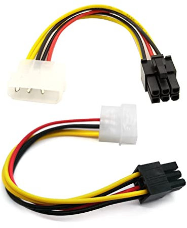 YIGZYCN 4 Pin Molex To 6 Pin PCI-Express PCIE Video Card Power Adapter Converter Cable 2 4 Pin Video Cable Adapter 4p To 6p