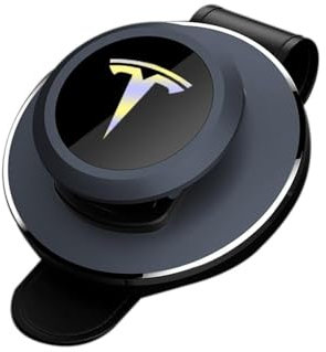 OZWALN Auto Porta Occhiali per Tesla Model 3 Model Y Model S Model X Pelle Emblema Porta Occhiali da Sole con Visiera Clip Biglietti Interni Accessori,Grey1