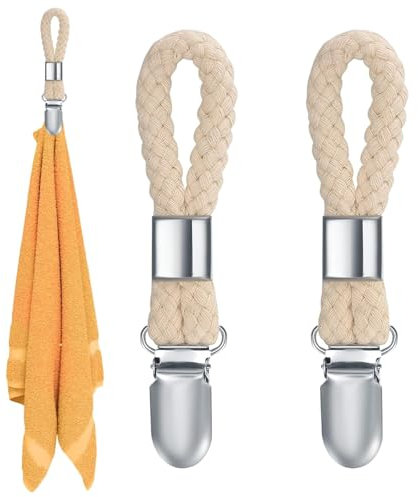 2 clips para toallas, color beige, con trabillas, pinzas para toallas, ganchos para toallas, toallas, trapos, calcetines, guantes