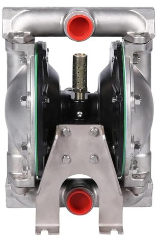Air Operated Double Diaphragm Pump 1 inch Inlet/Outlet Pneumatic Waste Oil Transfer Pump for Chemical QBY4-25 35 GPM Dual Diaphram Polypropylene Teflon by Stainless Steel Iron 115 PSI (QBY4-25SS)