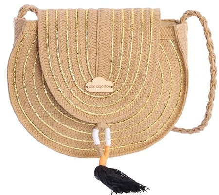 Don Algodon Damen Coimbra Umhängetasche, Strandtasche, Sommertasche, Basttasche, Natur
