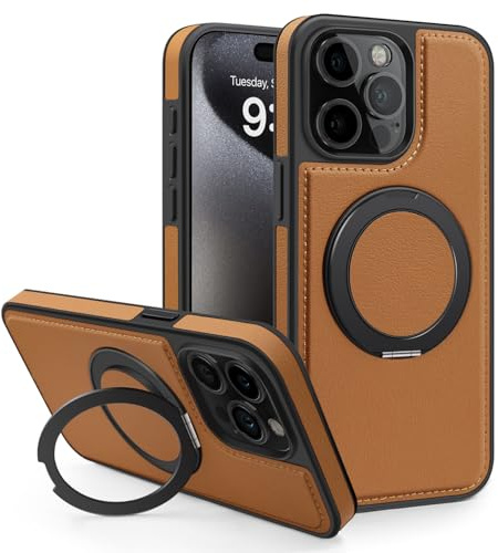 Sitthyw Hülle für iPhone 12 Pro Max Handyhülle Magnetisch Lederhülle mit Halter Ständer Kompatibel mit Mag-Safe, PU Leder Anti-Kratzer Stoßfest Schutzhülle Cover für iPhone 12 Pro Max, Braun