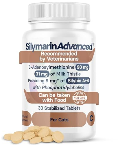 Complément Foie pour Chat avec Chardon-Marie – 30 Comprimés | Complément de Chardon Marie pour la Détox du Foie - Complément pour Chats avec S‑adénosylméthionine (SAMe) et Silybine