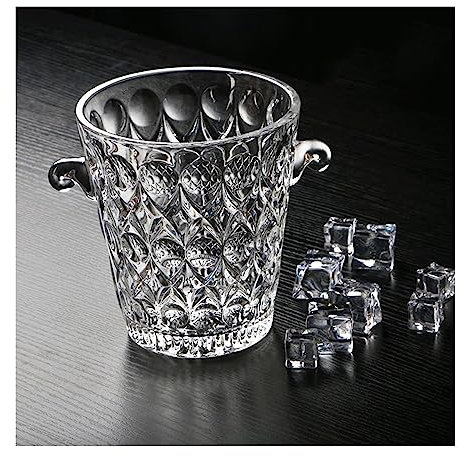 Ice Cube Trays Clear Ice Bucket Crystal Glass Water Droplet Cut Wine Bucket, 1.5L Ice Bucket for Party