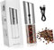 Amosfun Electric Pepper Mill Salt Pepper Grinder Refillable Stainless Steel One Handed Coarseness Adjustment Compact for Picnic