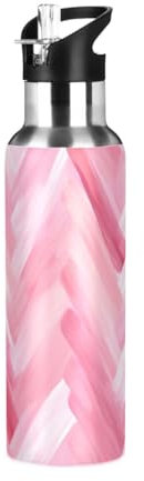 Waassud Borraccia termica in acciaio inox con cannuccia, per sport, bici, 623,7 g