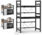 DWDHYEAN Estantería Extensible para microondas, estantería de Cocina, de pie, para microondas, de pie, Organizador de Cocina, con 6 Ganchos, Organizador para encimeras de Cocina (Negro-2, un-Nivel)