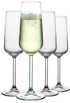NORDIC SCHILLER Premium Sektflöten Glas, Sektgläser 4er Set 195ml%100 BLEI FREI Spülmaschinenfest Champagne Gläser, Glas Sektschalen, Wein, Champagner Set, Champagnergläser, Flute Glasses