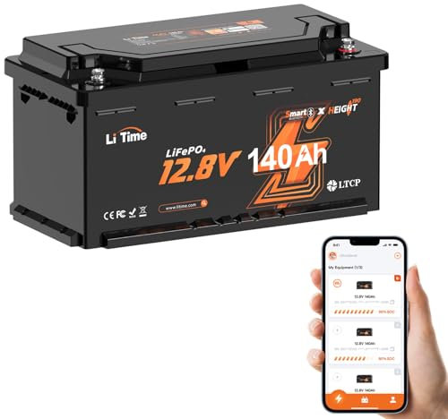 LiTime 12V 140AH Bluetooth Lithium Batterie, Unter Dem Sitz für Wohnmobil DIN H8 L5 Größe, Designed for European Popular Wohnmobil