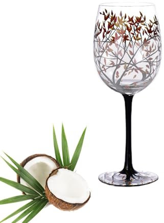 Berriphonia Four Season Wine Glasses - Hand Painted Tree Glassware - Art Wine Glasses, Lolita Wine Glasses, Wine Lovers Large Glass Drinkware