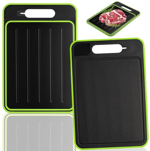4 in 1 Defrosting Board, Plastic Thaw Cutting Boards, Miracle Melt Defrost Tray for Kitchen Chopping Meat Food (L, 14.4x9.8 inches)