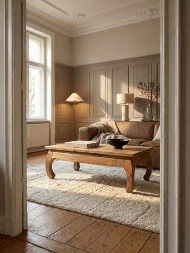 Couchtisch Opium-Form 110x60x40 cm Massivholz, 50 kg belastbar, Akazie