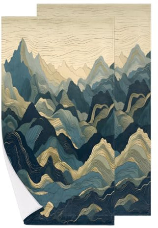 Mountain Tree Painting Handtücher 2er Set, Super saugfähige Hochbad Strand Gesicht Handtücher für Badezimmer Küche Hotel Gym Home Travel Fitness Spa Pool, 72 x 36,5 cm