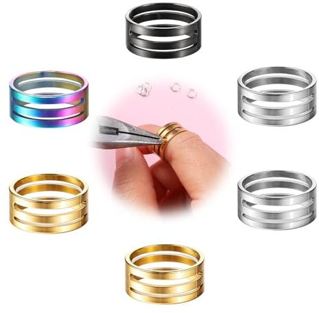 6Pcs Jump Ring Opener, Stainless Steel Jump Ring Opener Finger Tool, Charm Circle Opening Closing Rings Tool for Jewelry Making Beading Supplies(Black, Silver, Gold, Colorful)