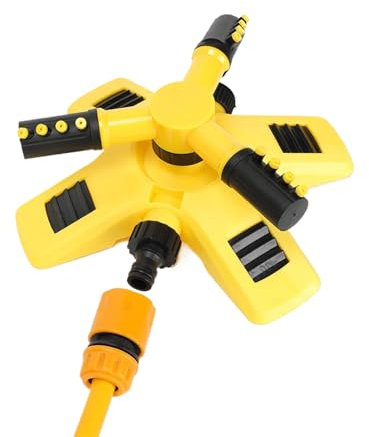 Irrigatore per prato, irrigatore per prato, 21,6 x 19,4 cm, di irrigazione rotante a 360°, spray automatico regolabile per una copertura di grandi aree e bambini che giocano
