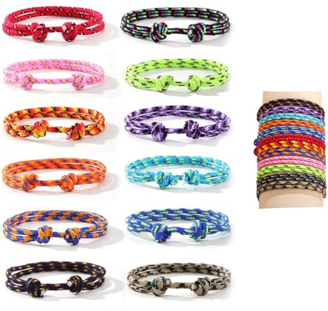 SSyang 12 Stück Freundschaftsbänder, Segeltau Armband Herren, Surferarmband Damen, Einstellbare Größe, Armband Stoff, Freundschaftsarmband, Stoffarmband, Segeltau Armbands Damen, für Männer Damen