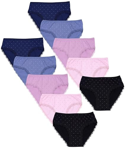 TupTam Unterhosen Mädchen 10er Pack Größe 92-170 – Bequeme Unterwäsche für Mädchen aus Baumwolle, Farbe: Slips/Spitze Punkte Puderrosa Dunkelblau Schwarz, Größe: 164-170