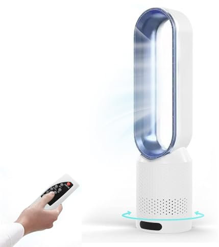 Ventilateur sans Pales avec Télécommande,Ventilateur Colonne Silencieux sans Pale pour chambre à coucher,Oscillation de 90°,8 Vitesses,avec Minuterie et Ecran Tactile,pour Maison et Bureau (Bleu)
