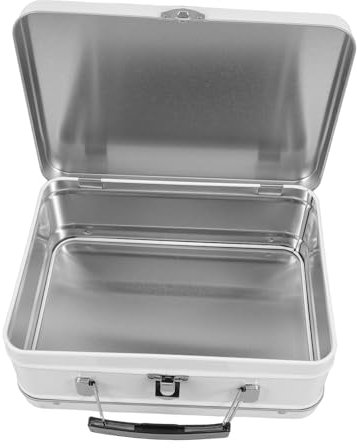 Holibanna Fiambrera de Hojalata Vintage con Tapa Abatible y Cerradura Caja de Almacenamiento de Metal para Adultos y Niños Contenedor de Almuerzo Práctico para Escuela Trabajo y Picnics
