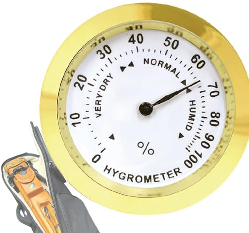 Humidor Hygrometer - Analoges Humidor -Hygrometer | Runde Zinklegierung Feuchtigkeitsmesser | 0–100% Bereich | Kompakter Luftfeuchtigkeitssensor Für Zigarrenschachtel, Gitarrenkoffer, Geigengehäuse, L