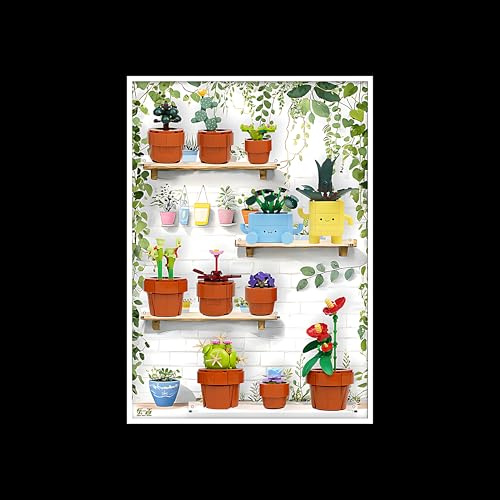 Acrylic Display Case for L-e*g-o 10329 Mini Potted Plants 10349 Plant Bouquet, Storage Box, Transparent Box, Wall Mounted Display Box, Compatible with 10329 (Only Display Board) (No dust-proof mode)