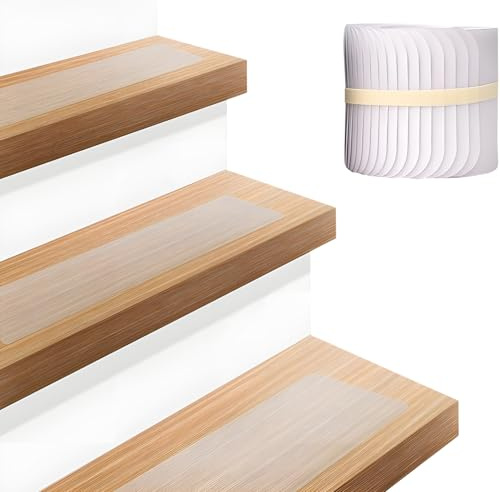 15 Stück Treppenstufen Matten Antirutschmatte, 15 x 80 cm Transparent Stufenmatten Selbstklebend, Antirutschstreifen Treppe Set, Antirutsch Treppen Rutsche Selbstklebend für Holzstufen Klebeband Pads