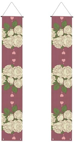 Abschlussbanner WHJSHOP mit weißer Rose der Liebe, dekoratives Banner, Türschild, für drinnen und draußen, Hof, Party, 30,5 x 180,9 cm