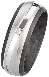 1 Ehering Verlobungsring Trauring aus Titan Carbonringe Partnerring Hochzeitsring Antragsring für sie und ihn Freundschaftsring mit oder ohne Diamant 0,015ct (Gravur/Etui) 3850-3851